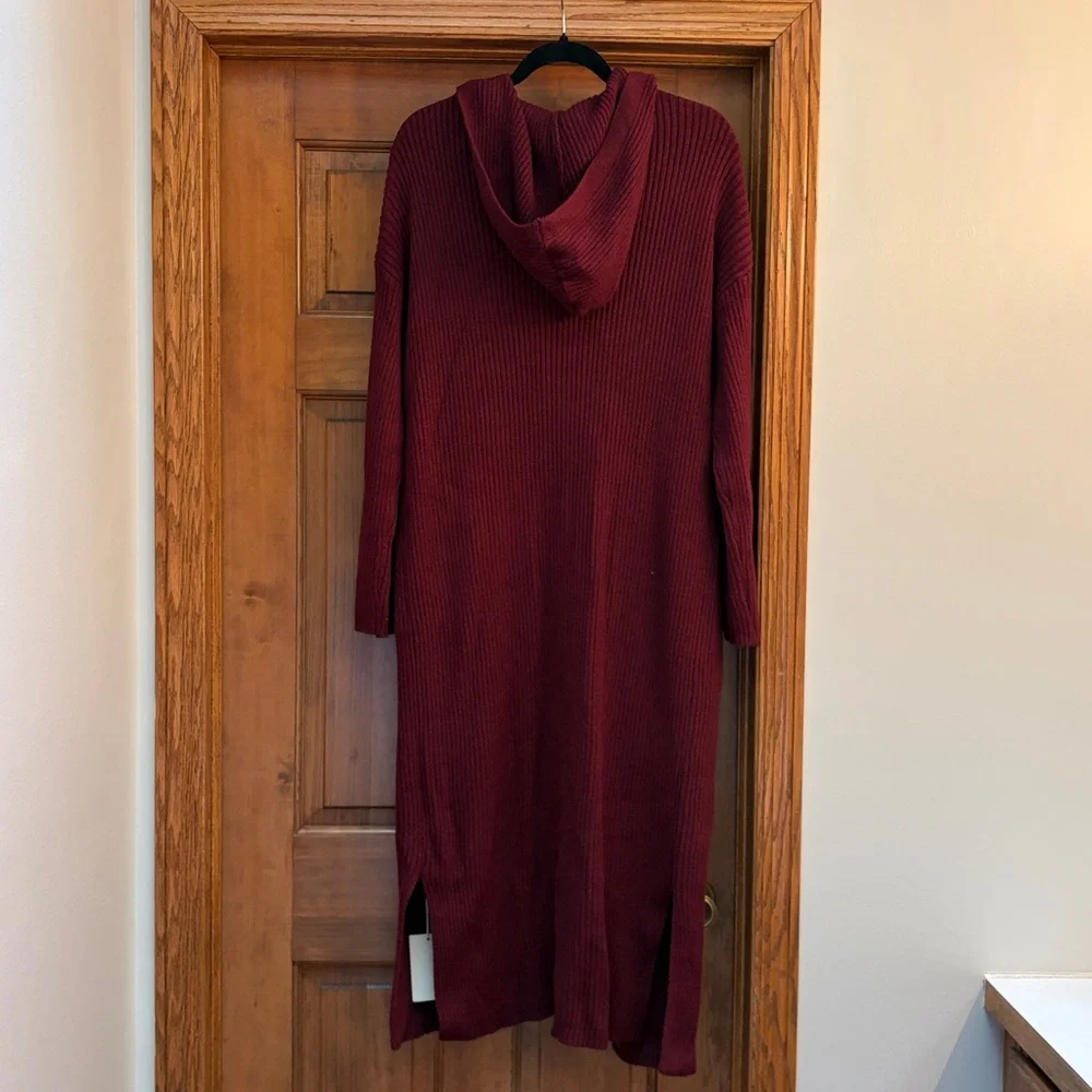 HALARA maroon hooded duster cardigan NWT - Picture 5 of 6